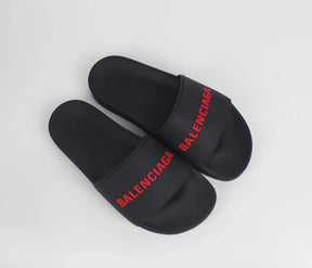 SLIDE BALENCIAGA TRADICIONAL ( PRETO E VERMELHO )