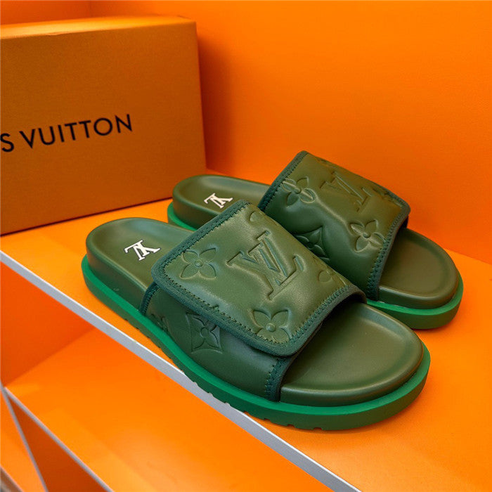 SLIDE LV COURO ITALIANO ( VERDE )