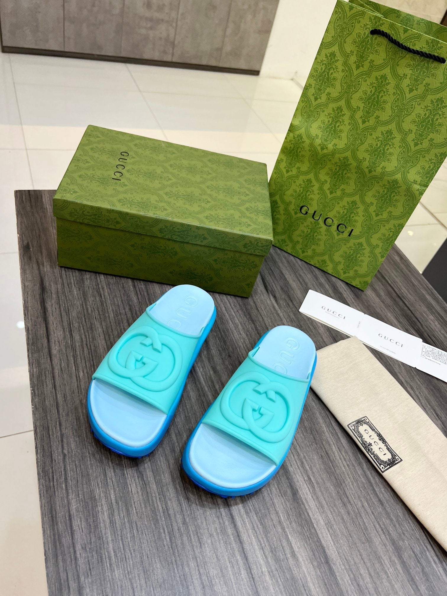 SLIDE GUCCI TRADICIONAL ( AZUL )