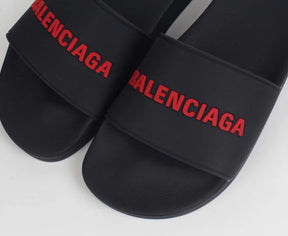 SLIDE BALENCIAGA TRADICIONAL ( PRETO E VERMELHO )