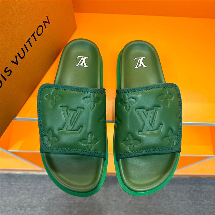 SLIDE LV COURO ITALIANO ( VERDE )