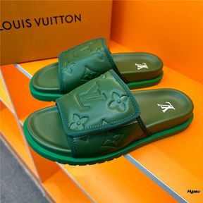 SLIDE LV COURO ITALIANO ( VERDE )