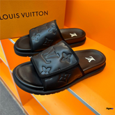 SLIDE LV COURO ITALIANO ( PRETO )