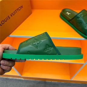 SLIDE LV COURO ITALIANO ( VERDE )