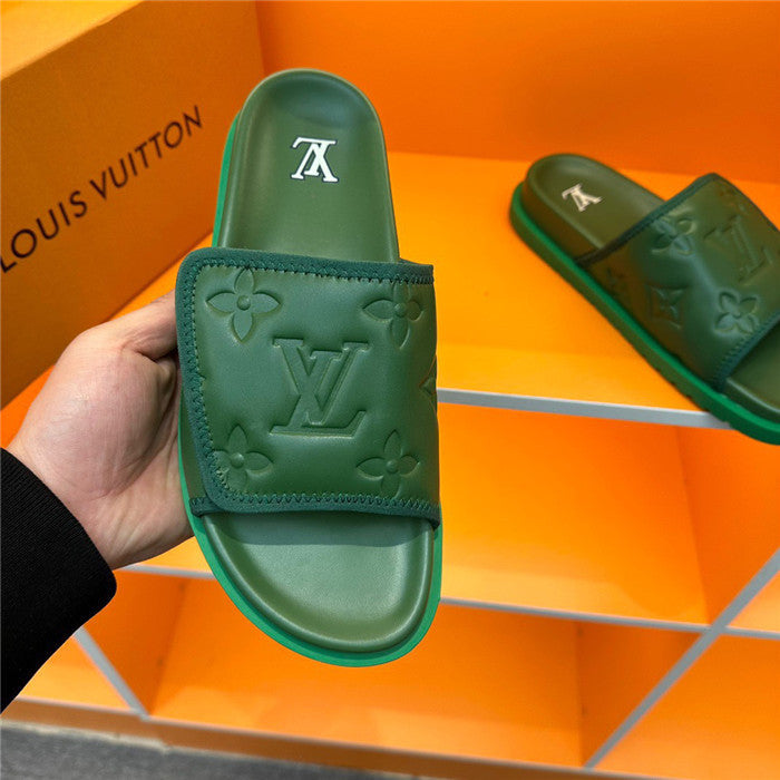 SLIDE LV COURO ITALIANO ( VERDE )